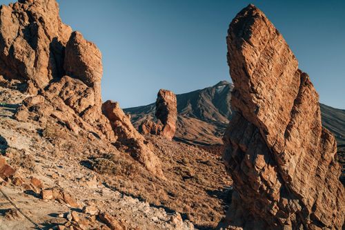 Free Stunning rock formations at Teide National Park, Tenerife, under a clear blue sky. Stock Photo