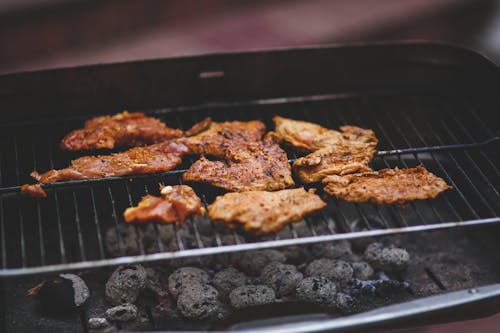 Free Pork on the grill Stock Photo