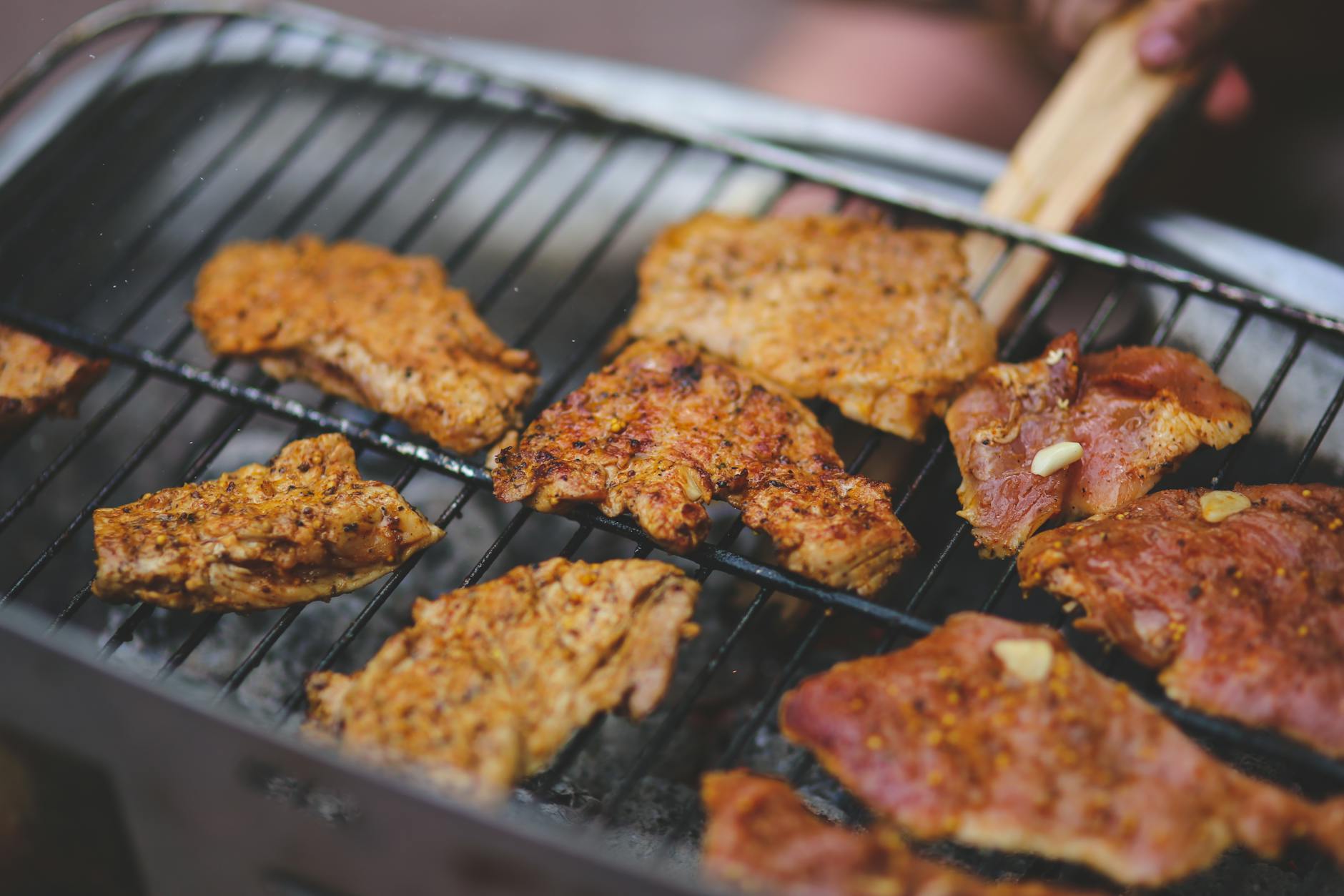 meat in the grill