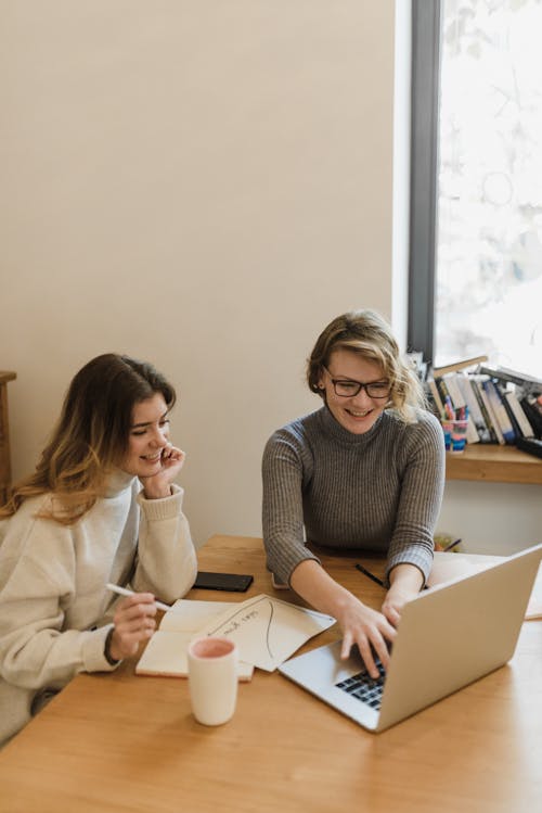 Free Women Working with a Laptop Stock Photo