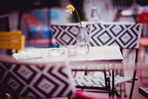 Yellow Flower in Clear Glass Vase