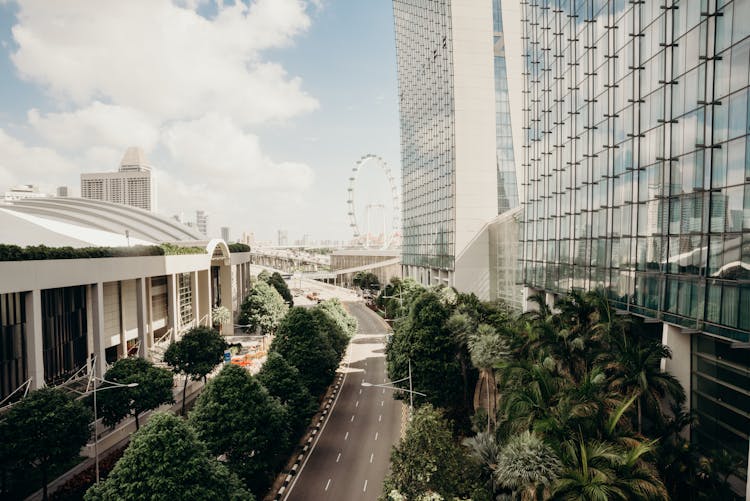 Road Near The Glass Buildings 