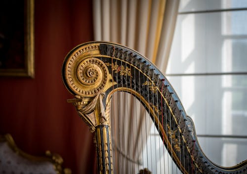Free Photo of an Ornamental Detail of a Harp Stock Photo