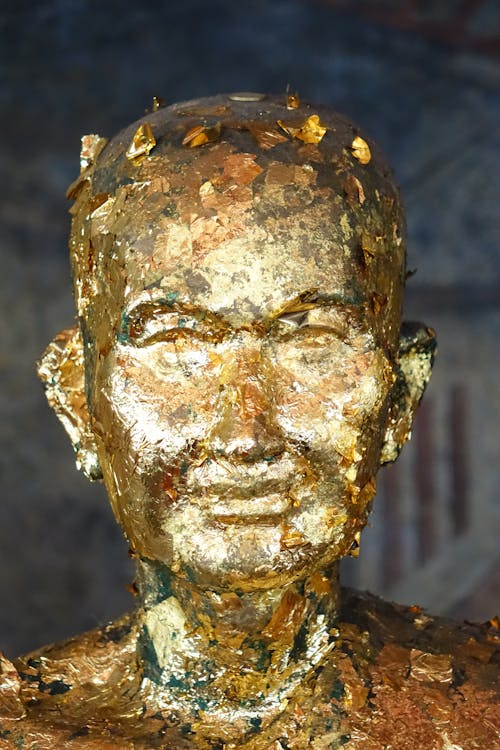 Golden Statue of Mans Bust 