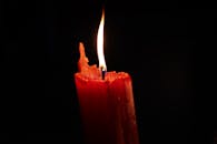 A Red Pillar Candle in Close-up Photography