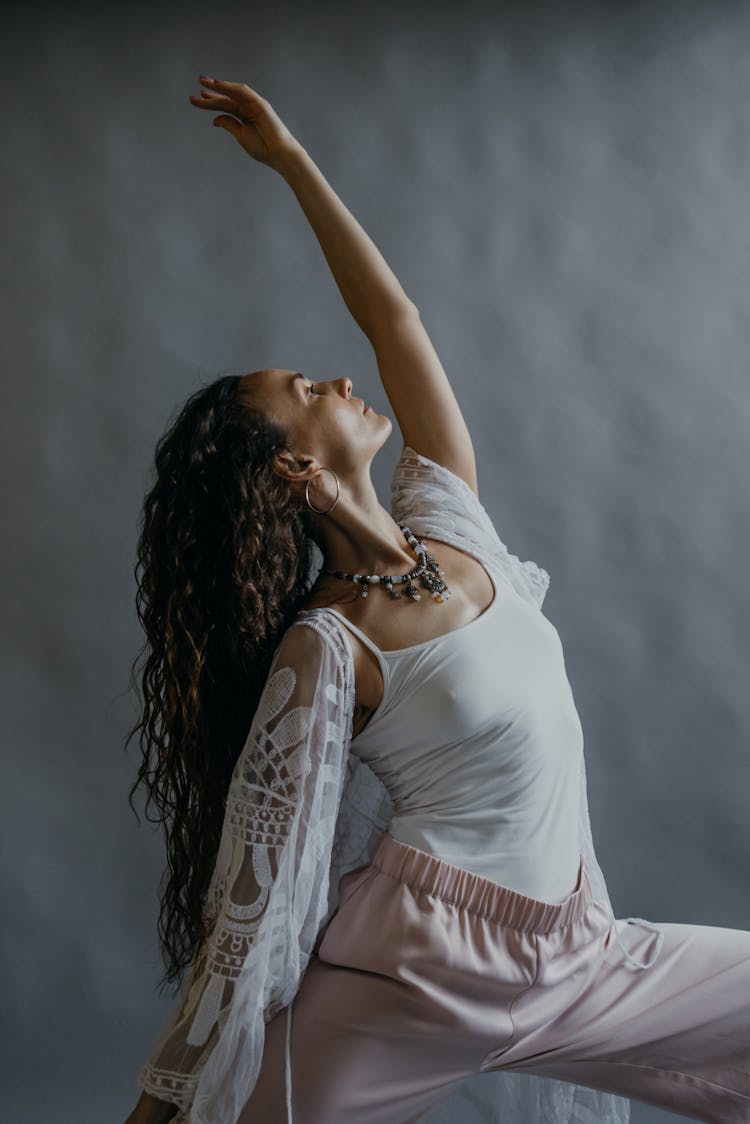 Side View Of A Woman Doing Yoga