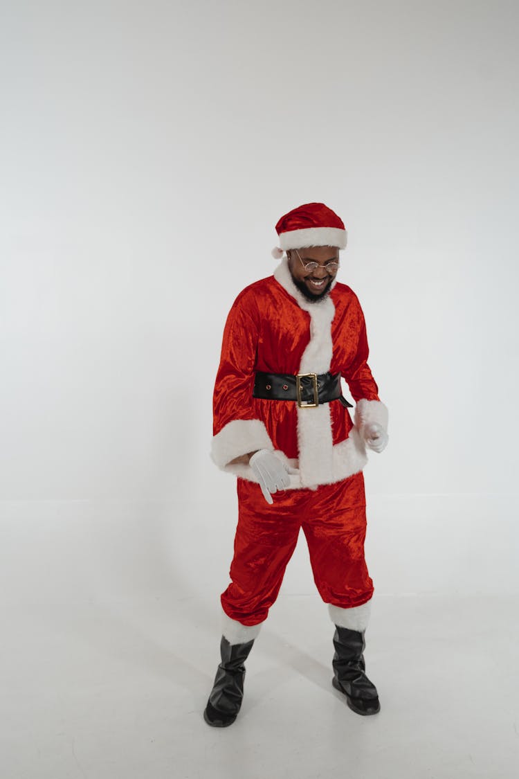 A Happy Man In Santa Claus Costume 