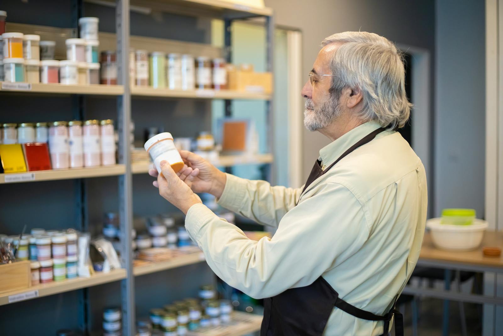 Hahn Hardware store team member organizing products on shelves