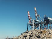 Port Container Crane on a Rocky Coast