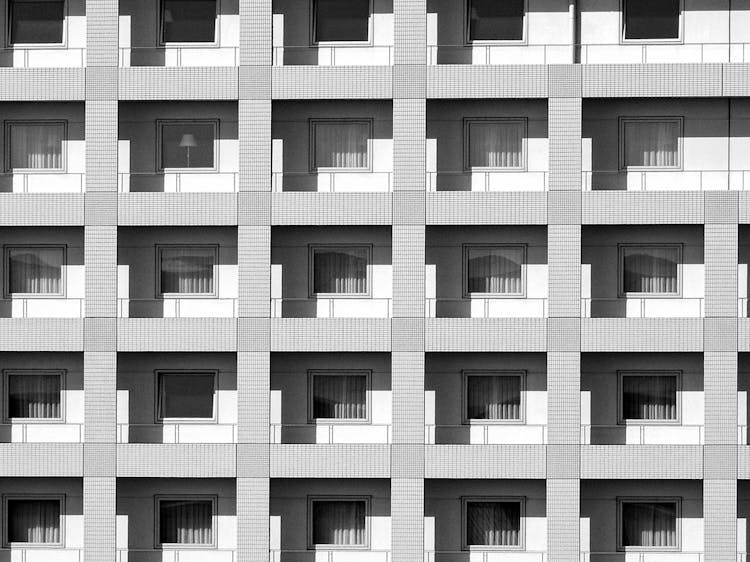 Exterior Of Modern Apartment House On Street