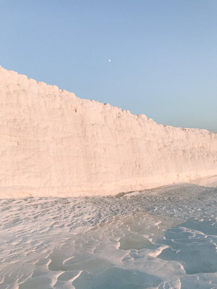 Glacier Wall Under Blue Sky