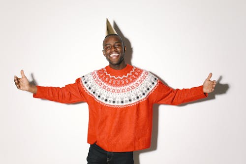 アフリカ系アメリカ人, おとこ, クリスマスセーターの無料の写真素材