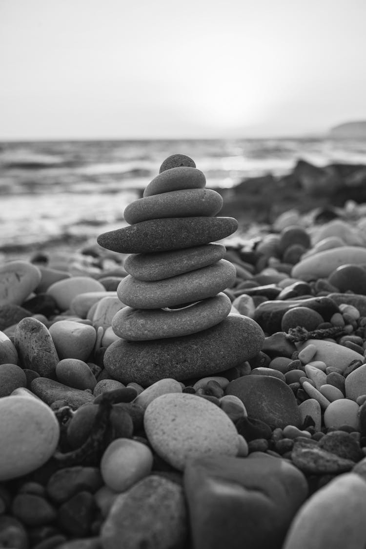 Gray Stones On Beach