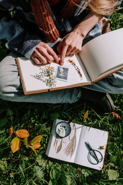 Persona In Maglione Blu Che Legge Il Libro