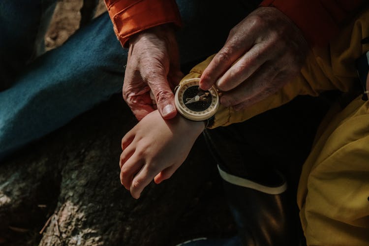 A Kid Wearing A Compass Watch 