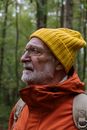 Man in Red Jacket and Yellow Knit Cap