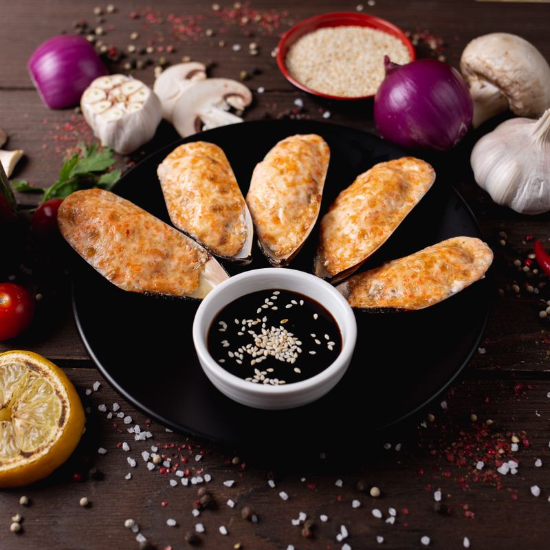 Garlic Herb Baked Mussels