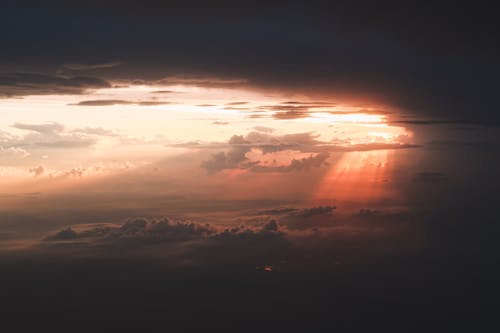 Aerial View of Clouds During Sunset