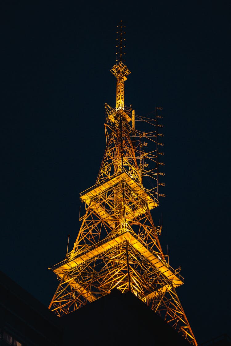 Illuminated Television Tower During Night Time