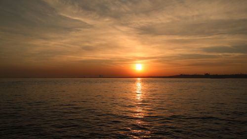 Free Beautiful sunset view over the Bosphorus in Istanbul, with golden light reflecting on the water. Stock Photo