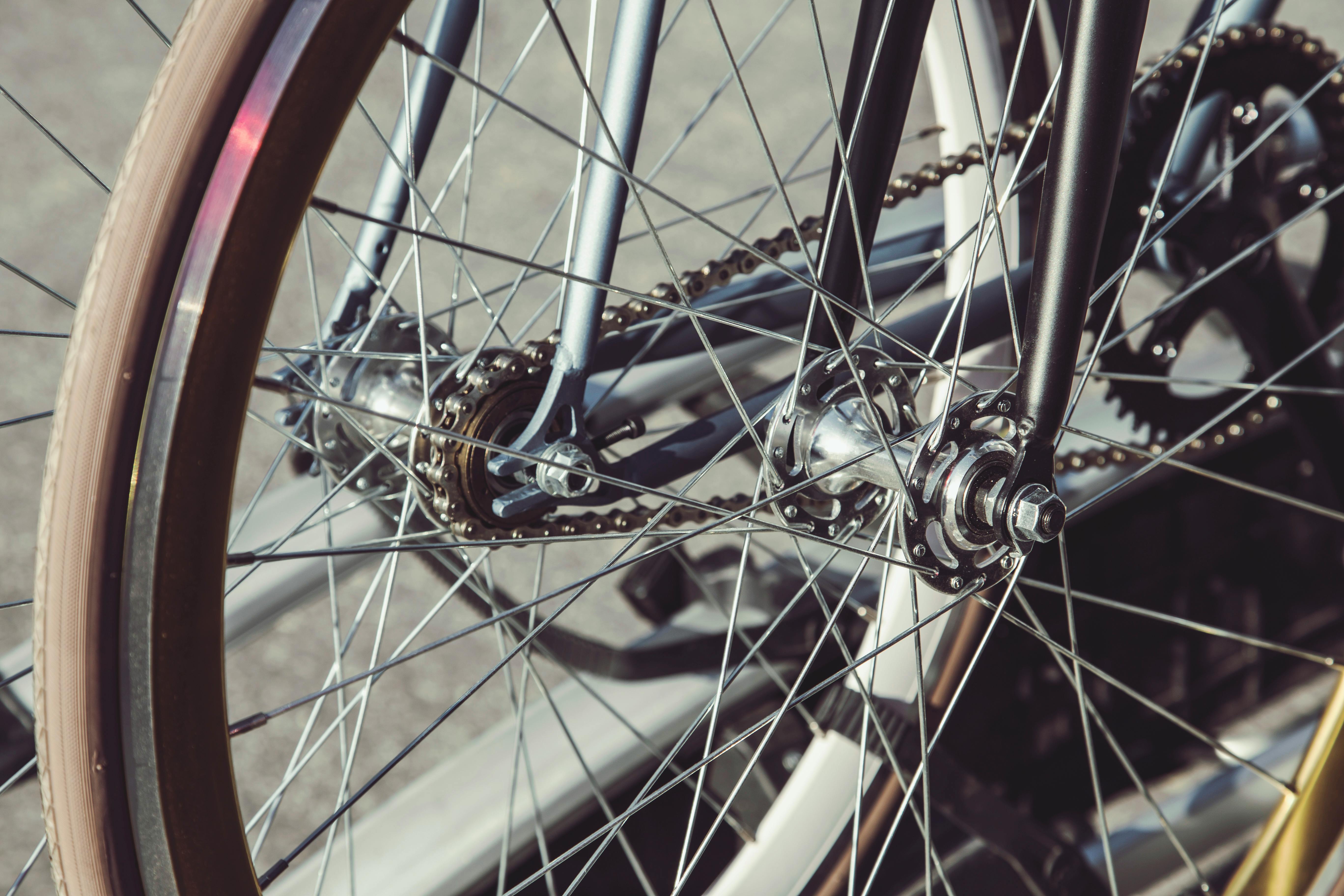 Black And White Photo Of Bicycle Spokes · Free Stock Photo