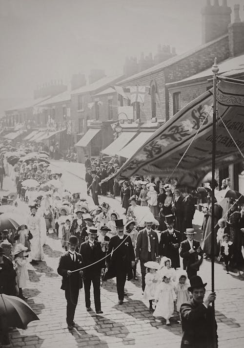 Old Photo of People On A Procession