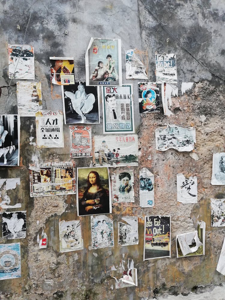 Dirty Wall With Leaflets And Posters 