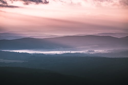 Aerial View of Foggy Mountains