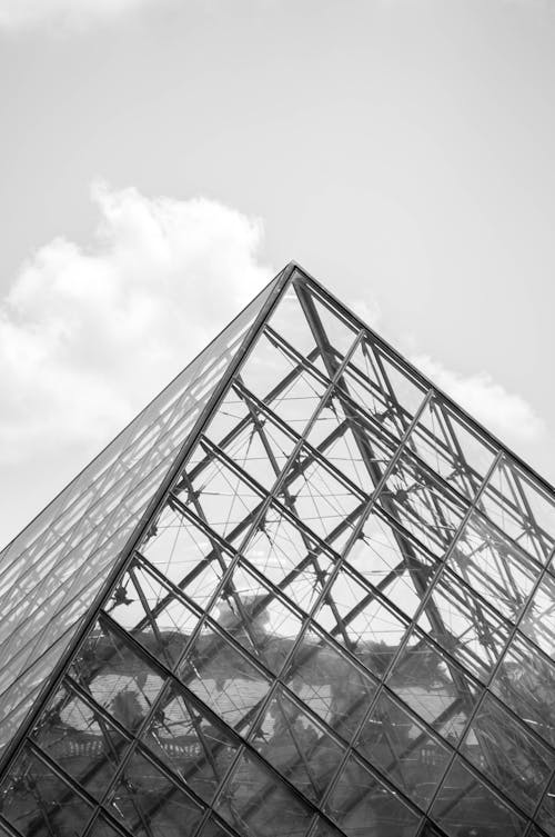 Free Grayscale Photo of Glass Building Stock Photo
