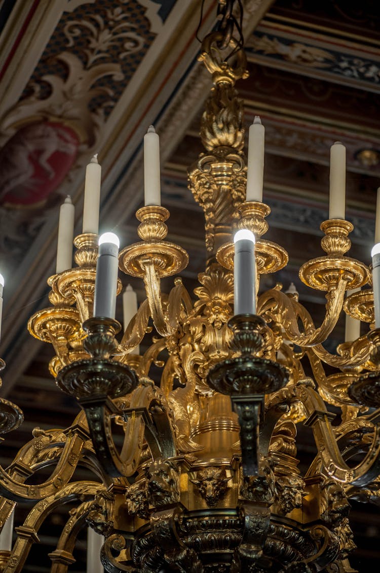 Illuminated Gold Chandelier