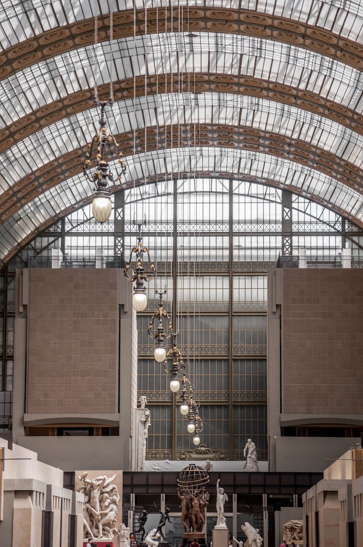 Chandeliers Hanging From Dome Roof Skylight High Ceiling