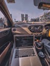 Computer Laptop on Car Passenger Seat
