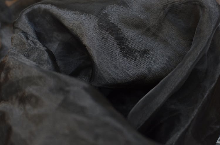 Crumpled Black Tulle Cloth On Table