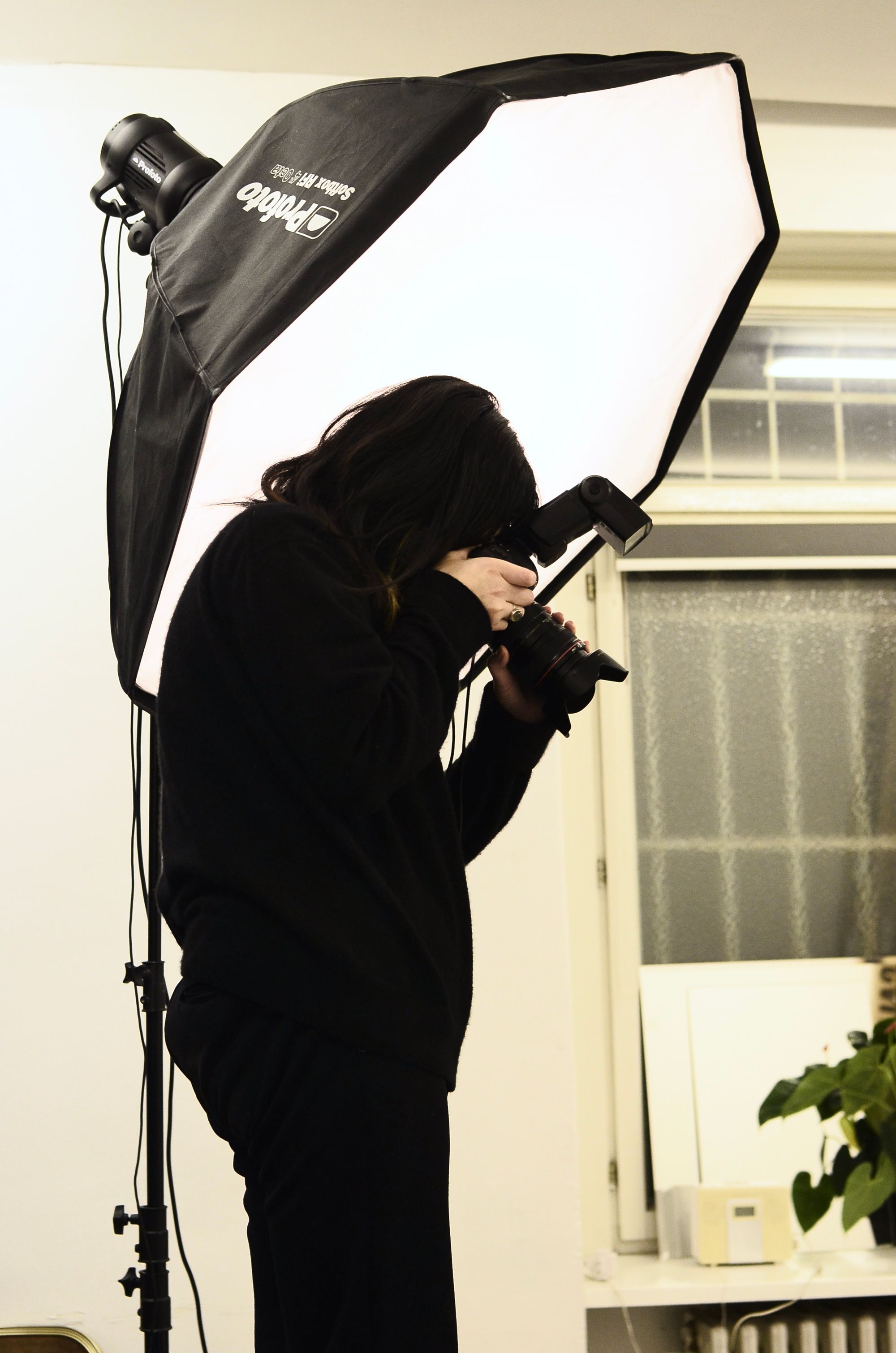 Photographer working in the studio