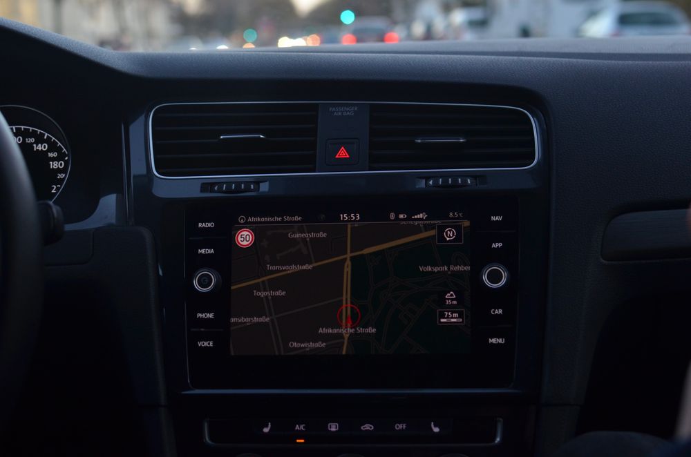 Navigation map displayed on a phone