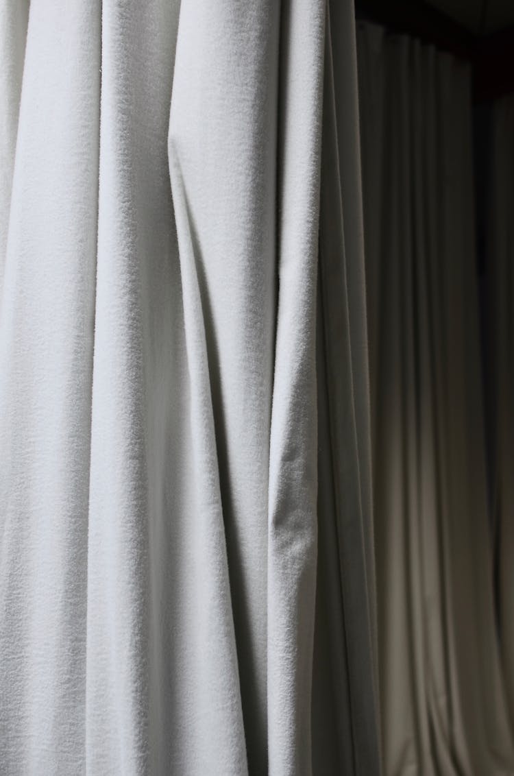 Curtains With Soft Crumpled Textile With Creases