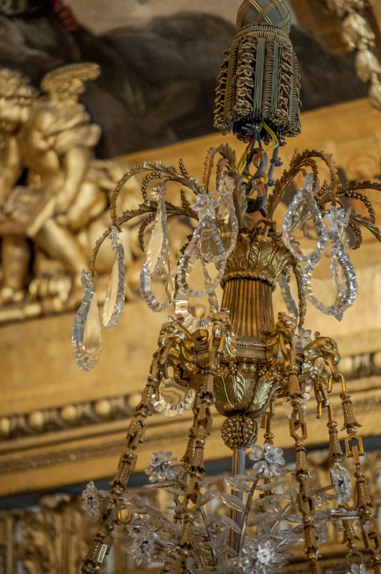 Close Up Photo Of A Gold Chandelier