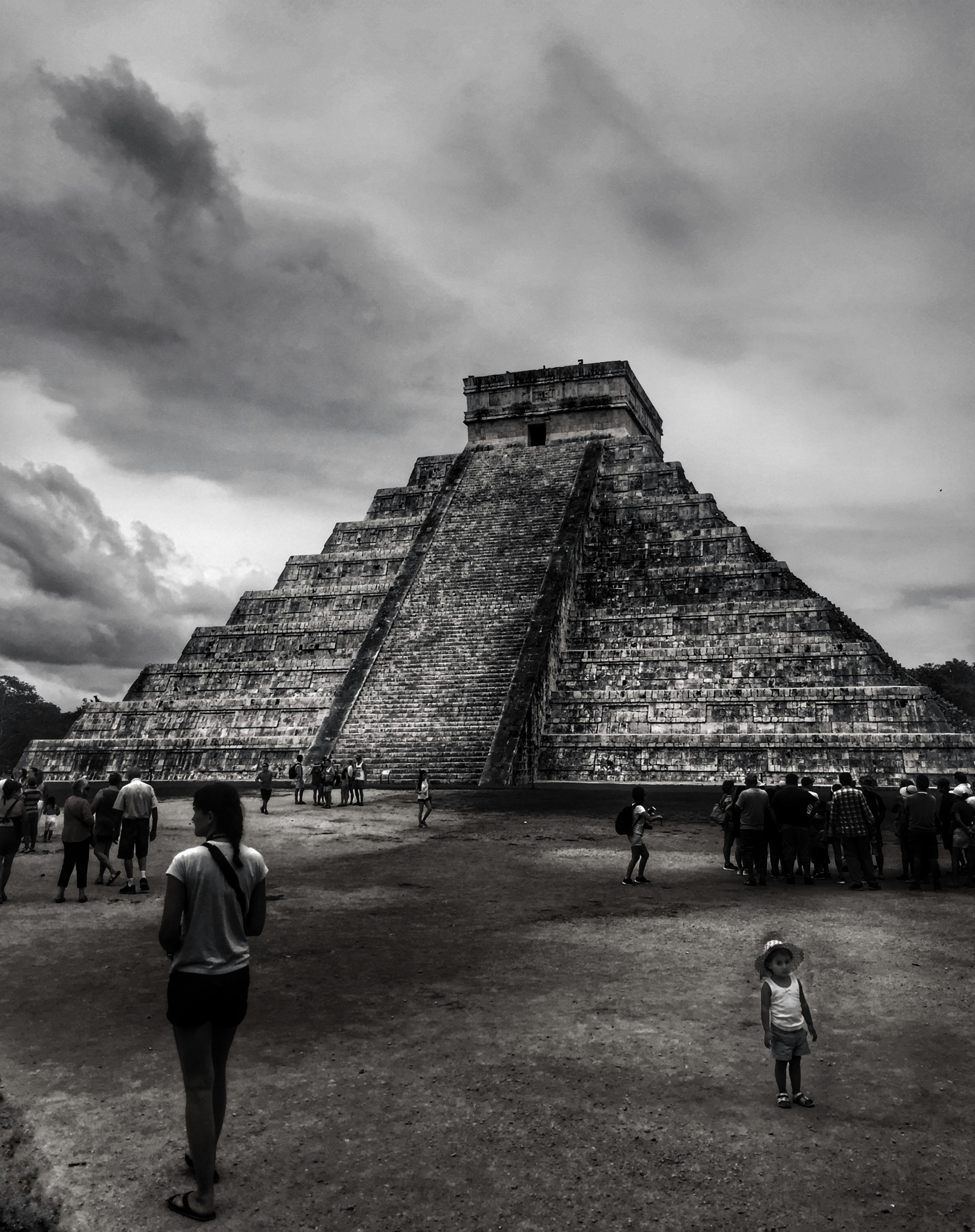 black and white photo of the el castillo