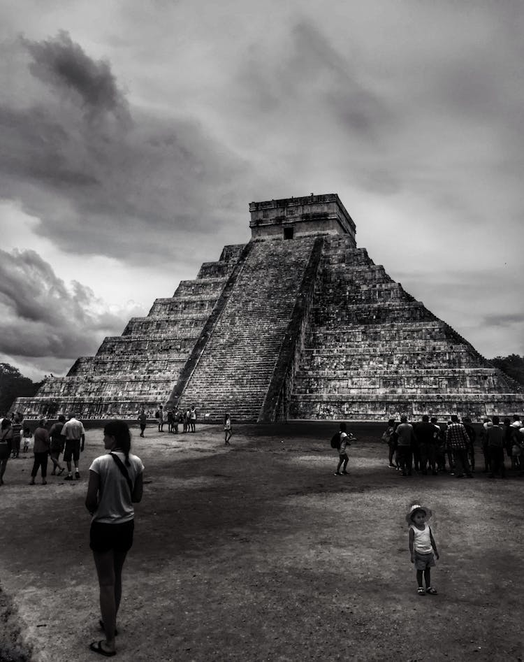 Black And White Photo Of The El Castillo