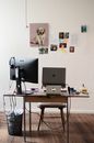 Modern computers on desk in room