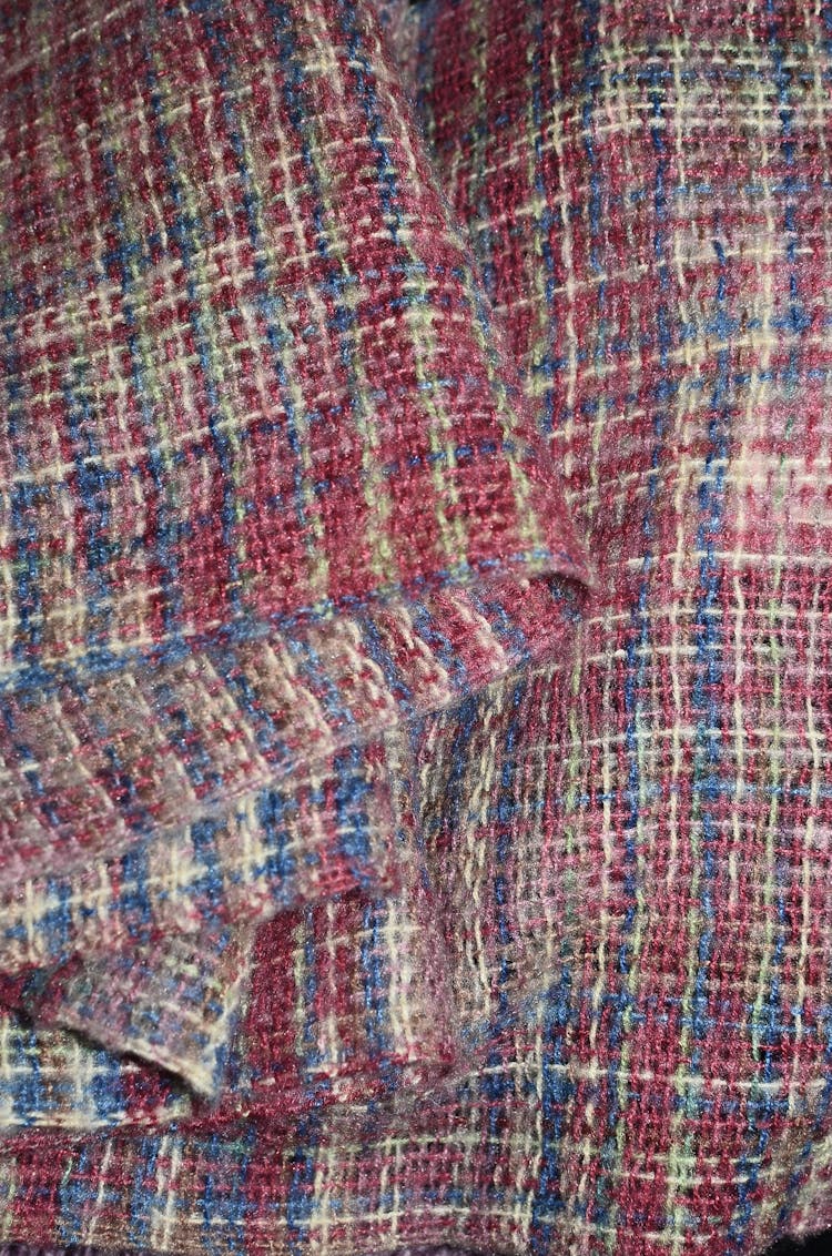 Soft Checkered Woolen Cloth In Stack