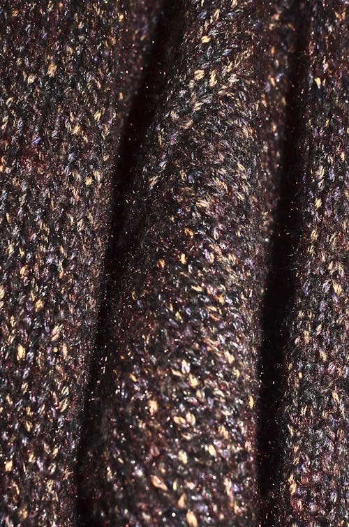 Brown rough woolen fabric with shiny threads