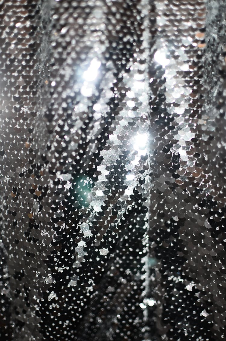 Shiny Sequins On Fabric For Festive Clothes