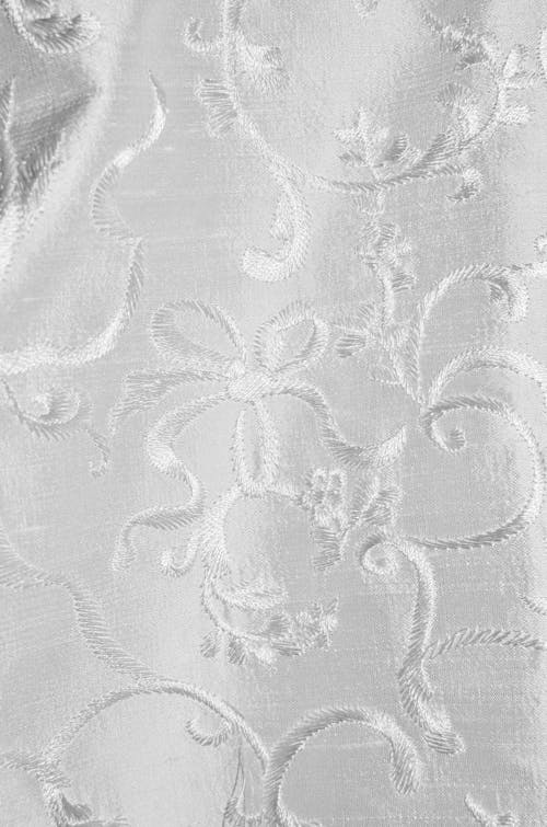 Textile Floral Blanc Et Gris