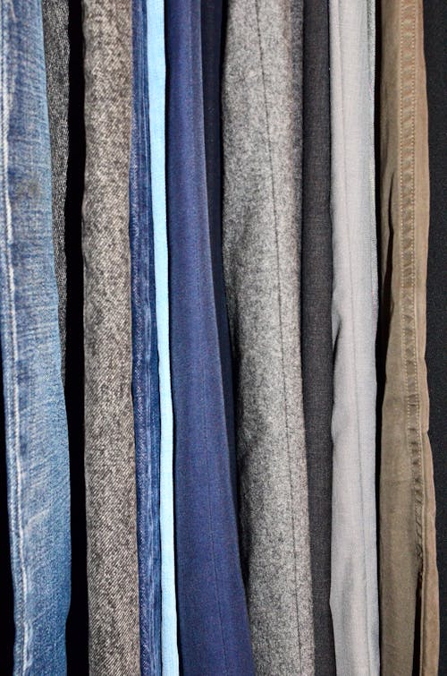 Collection of multicolored textile in wardrobe
