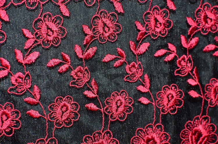 Floral Ornament On Black Cloth