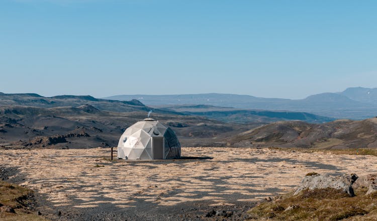 White Dome Tent On A Desert