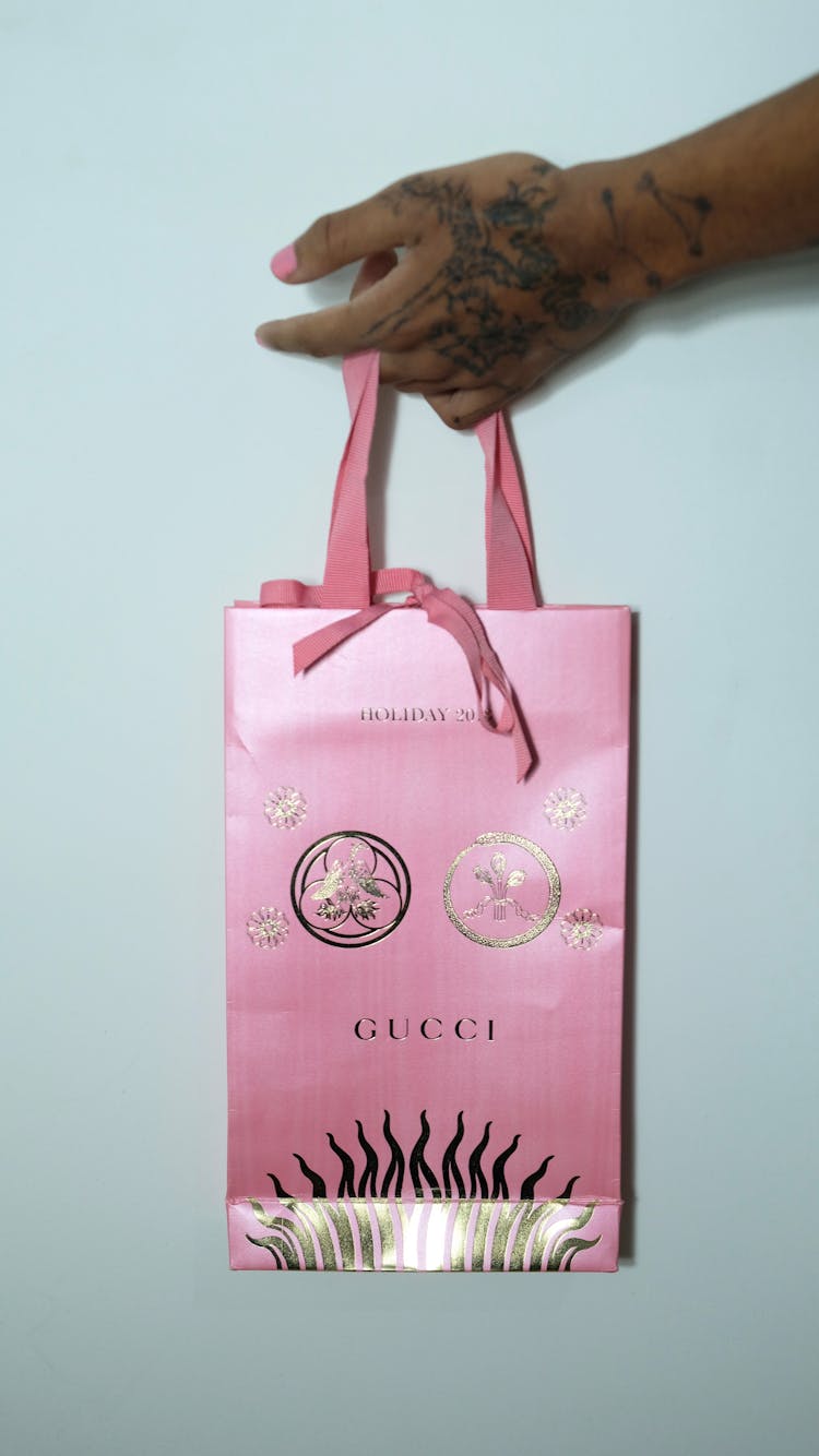 Crop Woman With Pink Shopping Bag