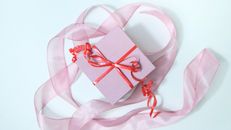 Present box tied with band