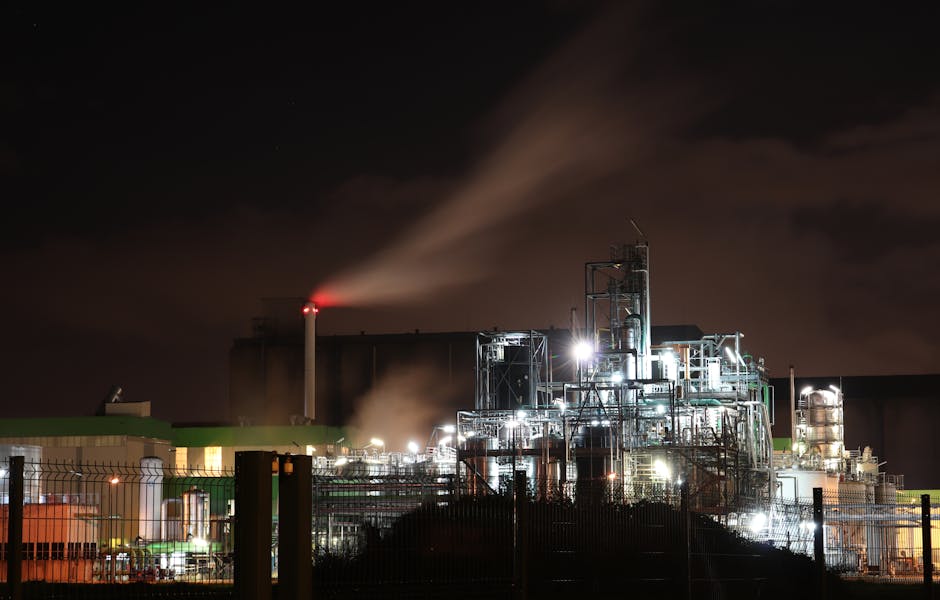 Monochrome Photo of Industrial Plant · Free Stock Photo